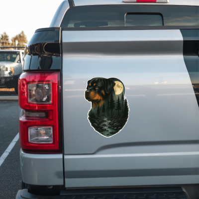 Rottweiler im Wald Aufkleber Bunt - Ansicht 2