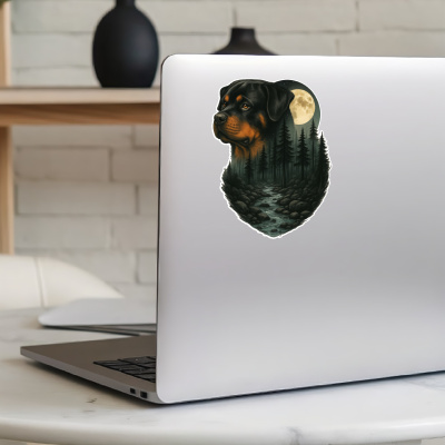 Rottweiler im Wald Aufkleber Bunt - Ansicht 5