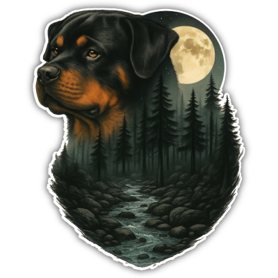 Wandtattoo  Rottweiler im Mondlicht 