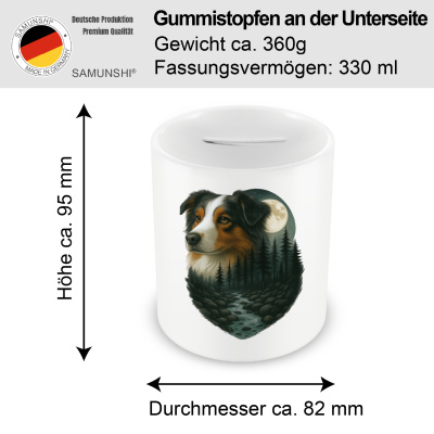 Spardose mit dem Motiv Australian Shepherd im Mondlicht - Ansicht 2