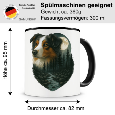 Tasse mit dem Motiv Australian Shepherd im Mondlicht - Ansicht 2