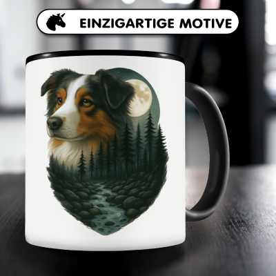 Tasse mit dem Motiv Australian Shepherd im Mondlicht - Ansicht 3