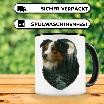 Tasse mit dem Motiv Australian Shepherd im Mondlicht - Ansicht 4