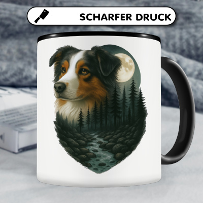 Tasse mit dem Motiv Australian Shepherd im Mondlicht - Ansicht 5