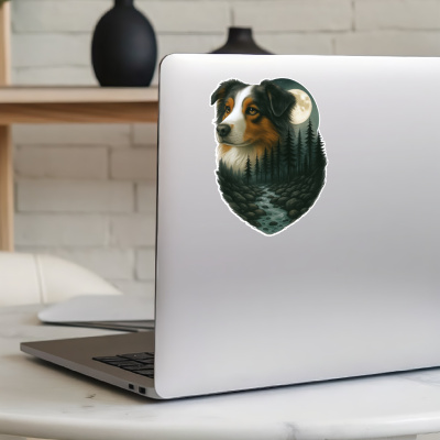 Australian Shepherd im Wald Aufkleber Bunt - Ansicht 5