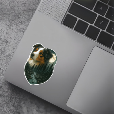 Australian Shepherd im Wald Aufkleber Bunt - Ansicht 7