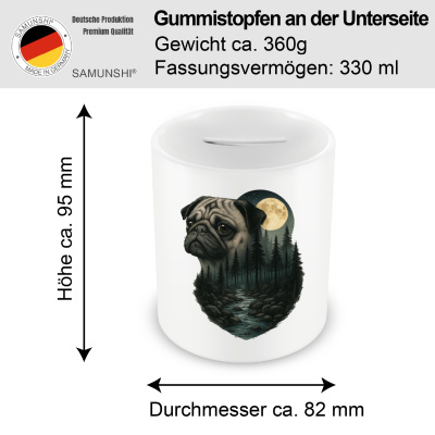 Spardose mit dem Motiv Mops im Mondlicht - Ansicht 2