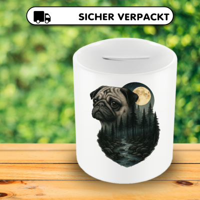 Spardose mit dem Motiv Mops im Mondlicht - Ansicht 4