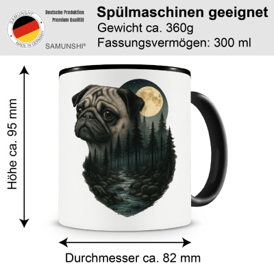 Tasse mit dem Motiv Mops im Mondlicht - Ansicht 2
