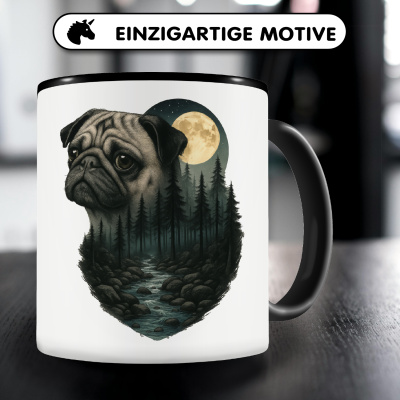 Tasse mit dem Motiv Mops im Mondlicht - Ansicht 3