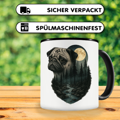 Tasse mit dem Motiv Mops im Mondlicht - Ansicht 4