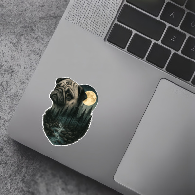 Mops im Wald Aufkleber Bunt - Ansicht 7