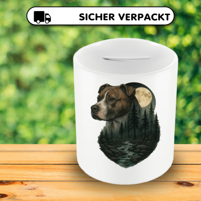 Spardose mit dem Motiv American Pit Bull Terrier im Mondlicht - Ansicht 4