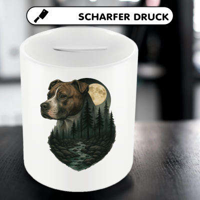 Spardose mit dem Motiv American Pit Bull Terrier im Mondlicht - Ansicht 5