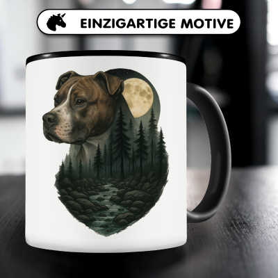 Tasse mit dem Motiv American Pit Bull Terrier im Mondlicht - Ansicht 3