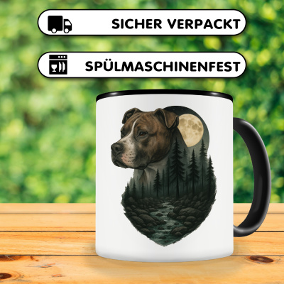 Tasse mit dem Motiv American Pit Bull Terrier im Mondlicht - Ansicht 4