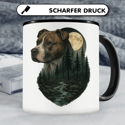 Tasse mit dem Motiv American Pit Bull Terrier im Mondlicht - Ansicht 5