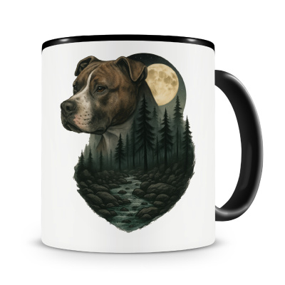 Tasse mit dem Motiv American Pit Bull Terrier im Mondlicht