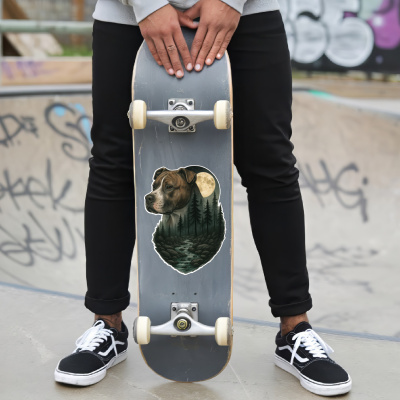 American Pit Bull Terrier im Wald Aufkleber Bunt - Ansicht 6