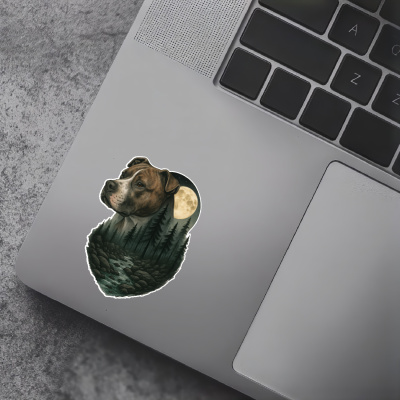 American Pit Bull Terrier im Wald Aufkleber Bunt - Ansicht 7