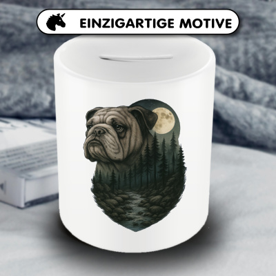 Spardose mit dem Motiv Bulldogge im Mondlicht - Ansicht 3