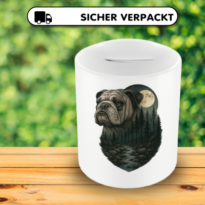 Spardose mit dem Motiv Bulldogge im Mondlicht - Ansicht 4