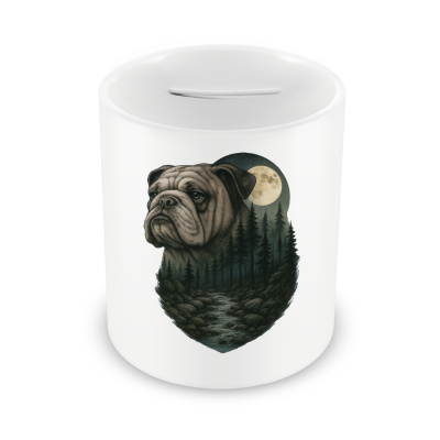 Spardose mit dem Motiv Bulldogge im Mondlicht