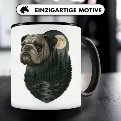 Tasse mit dem Motiv Bulldogge im Mondlicht - Ansicht 3