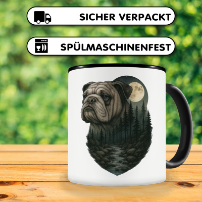 Tasse mit dem Motiv Bulldogge im Mondlicht - Ansicht 4