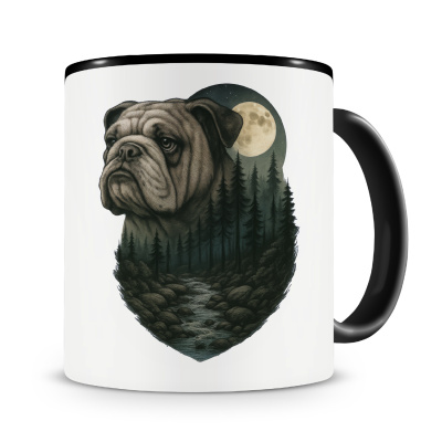 Tasse mit dem Motiv Bulldogge im Mondlicht