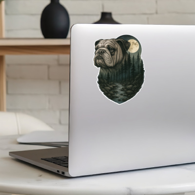 Bulldogge im Wald Aufkleber Bunt - Ansicht 5