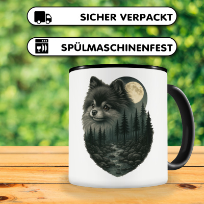 Tasse mit dem Motiv Zwergspitz im Mondlicht - Ansicht 4