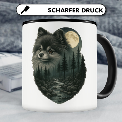 Tasse mit dem Motiv Zwergspitz im Mondlicht - Ansicht 5