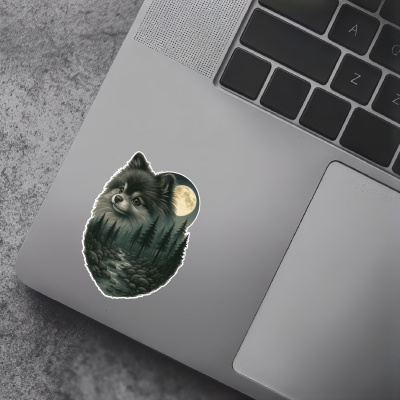 Zwergspitz im Wald Aufkleber Bunt - Ansicht 7