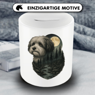 Spardose mit dem Motiv Havaneser im Mondlicht - Ansicht 3