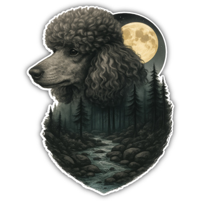 Wandtattoo  Pudel im Mondlicht 