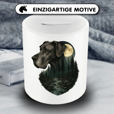 Spardose mit dem Motiv Deutsche Dogge im Mondlicht - Ansicht 3