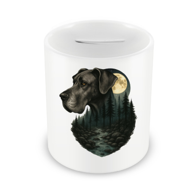 Spardose mit dem Motiv Deutsche Dogge im Mondlicht