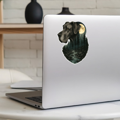 Deutsche Dogge im Wald Aufkleber Bunt - Ansicht 5