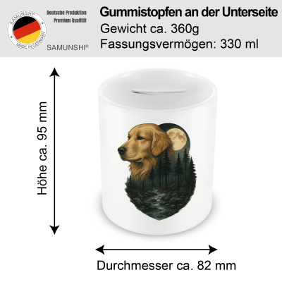 Spardose mit dem Motiv Golden Retriever im Mondlicht - Ansicht 2