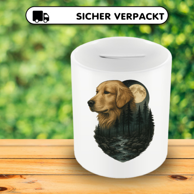 Spardose mit dem Motiv Golden Retriever im Mondlicht - Ansicht 4