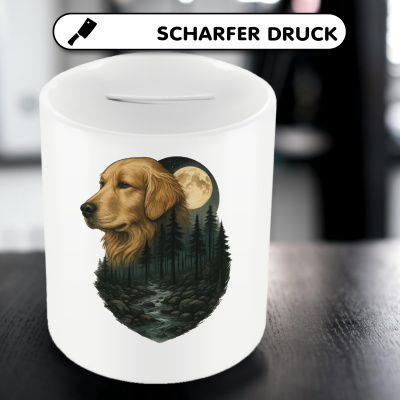 Spardose mit dem Motiv Golden Retriever im Mondlicht - Ansicht 5