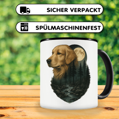 Tasse mit dem Motiv Golden Retriever im Mondlicht - Ansicht 4