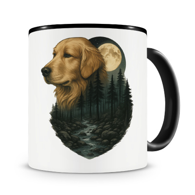 Tasse mit dem Motiv Golden Retriever im Mondlicht