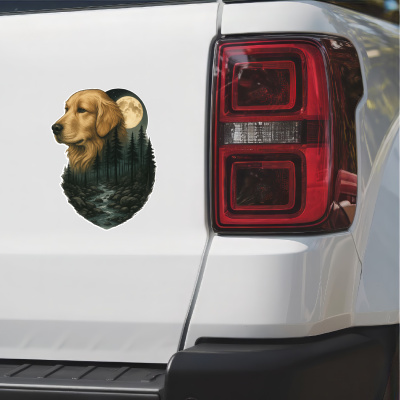 Golden Retriever im Wald Aufkleber Bunt - Ansicht 2