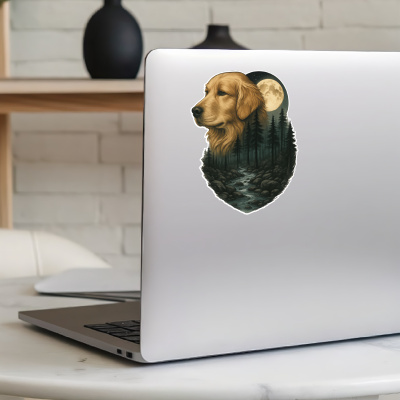 Golden Retriever im Wald Aufkleber Bunt - Ansicht 5
