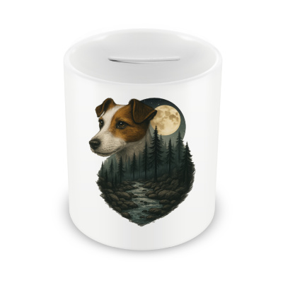 Spardose mit dem Motiv Jack Russell Terrier im Mondlicht