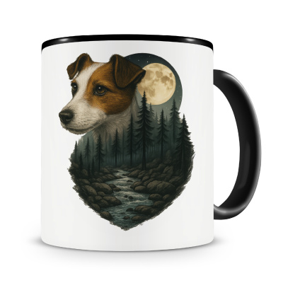 Tasse mit dem Motiv Jack Russell Terrier im Mondlicht