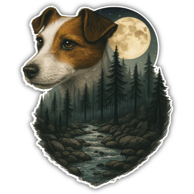 Wandtattoo  Jack Russell Terrier im Mondlicht 
