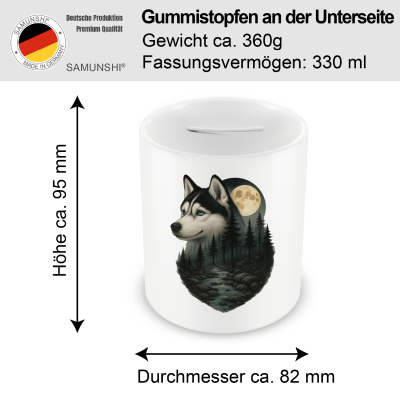 Spardose mit dem Motiv Husky im Mondlicht - Ansicht 2